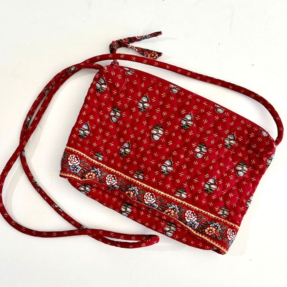 VTG Vera Bradley quilted cotton crossbody Mini Hipster bag,1986 Provincial Red